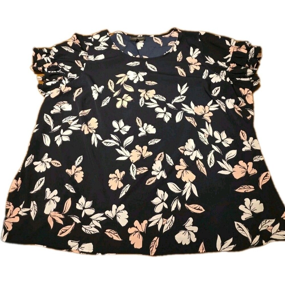 Lane Bryant Plus Size 26 Short Sleeve Dark Navy With Pink Floral